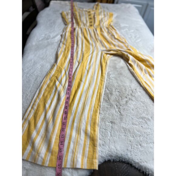 Jason Wu striped linen button front yellow jumpsuit women size medium - Picture 7 of 9